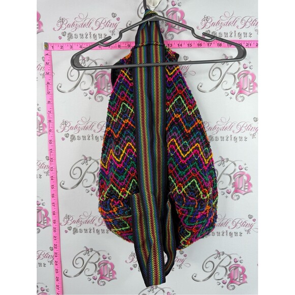 Backpack boho hippie Multi-Color Woven Backpack Purse - Casual embroidered Bag main image 6